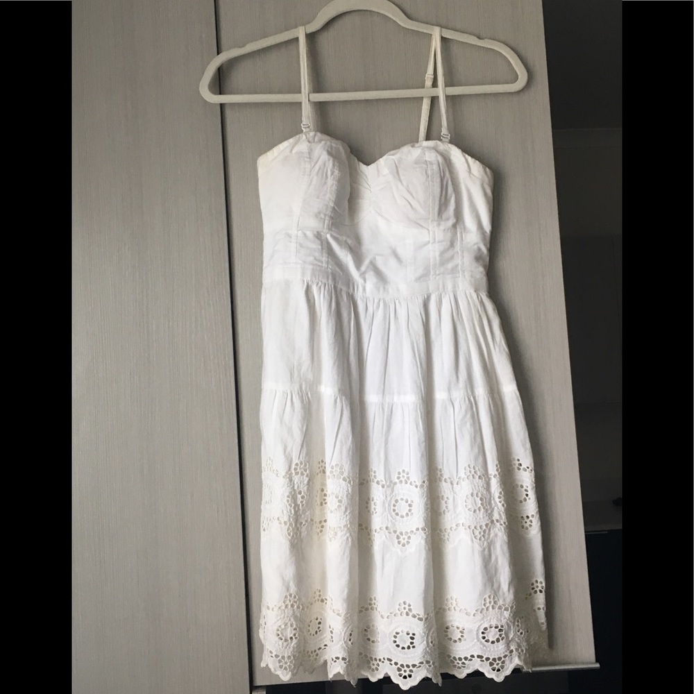 American Eagle White Eyelet Lace Corset Dress